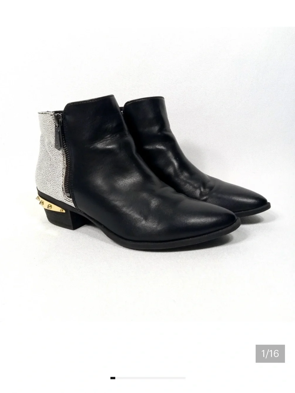 Circus by Sam Edelman Black and White Studded Heel Ankle Boots